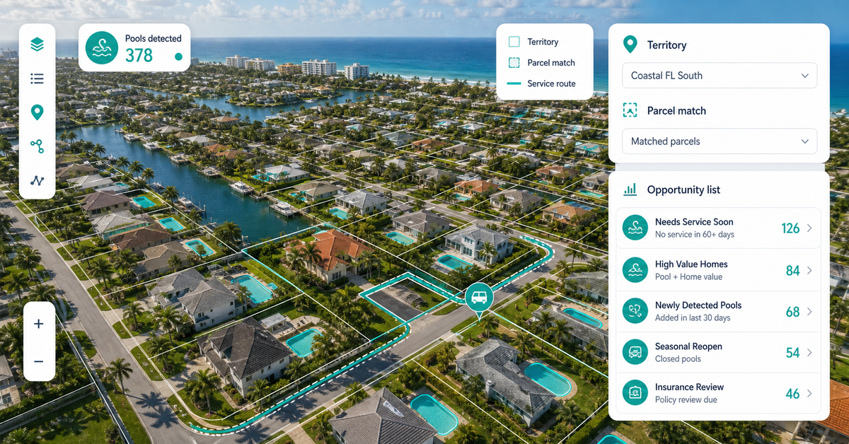 Live web map catalog proof showing imagery chat, traffic sign review, route intelligence, field forms, soil reports, foot traffic, pool detection, and solar classification.